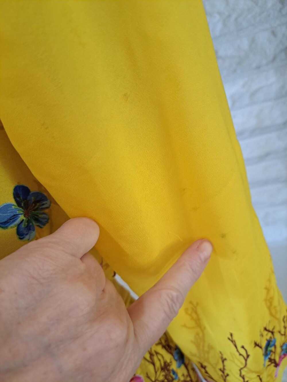 VtgThu Silk Yellow Floral Kimono Robe Belt Chiffon Womens One Size Fits Most - Picture 7 of 8